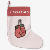 Rode boxing handschoenen Boxer Athletic Coach Kind Kleine Kerstsok (Voorkant)