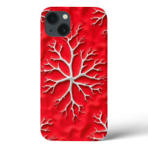 Rode Branch Art iPhone Hoes met Reliëf Design