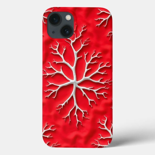 Rode Branch Art iPhone Hoes met Reliëf Design (Achterkant)