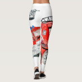 Rode-brandblusmotor, brandweerillustratie leggings (Achterkant)