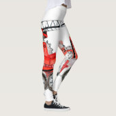 Rode-brandblusmotor, brandweerillustratie leggings (Rechts)