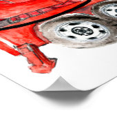 Rode-brandblusmotor, brandweerillustratie poster (Hoek)