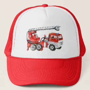 Rode brandblusmotor, illustratie brandweerwagen trucker pet