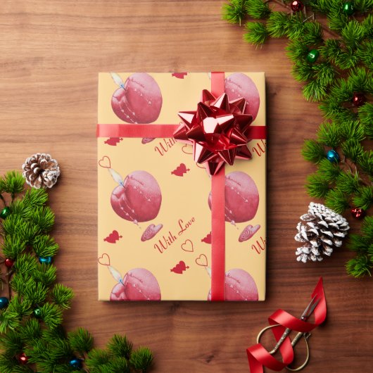 Rode brandende hartvormige kaars romantisch cadeaupapier (Feestdagen Geschenken)