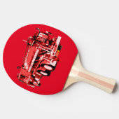 rode brandmotor olieverf, tafeltennisbatje (Zijkant)