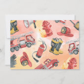 Rode Brandmotor Vrachtwagen Verjaardagsfeestje Kaart (Achterkant)