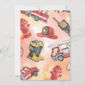 Rode Brandmotor Vrachtwagen Verjaardagsfeestje Kaart (Achterkant)