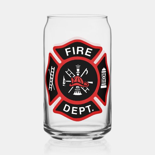 Rode brandweer brandweer badge blikvorm glas (Voorkant)