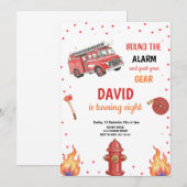 RODE BRANDWEER VERJAARDAGSFEEST UITNODIGING (Voorkant / Achterkant)