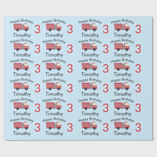 Rode Brandweeralarm Brandweerwagen Verjaardagsbeno Cadeaupapier (Vlak)