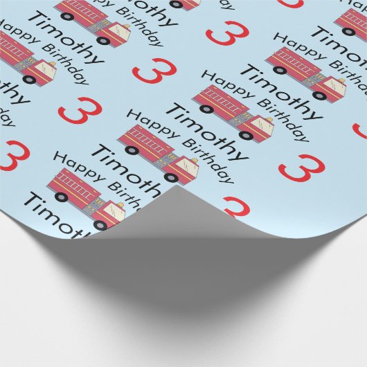 Rode Brandweeralarm Brandweerwagen Verjaardagsbeno Cadeaupapier (Hoek)