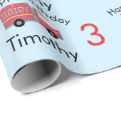 Rode Brandweeralarm Brandweerwagen Verjaardagsbeno Cadeaupapier (Rol Hoek)