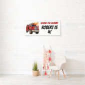 Rode brandweerauto Geluid de Alarm Naam kind Leeft Spandoek (Insitu)