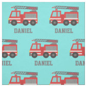 Rode brandweerauto kinder decoratieve stof (Swatch)