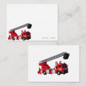 Rode brandweerauto verjaardagsfeestje notitiekaartje (Voorkant / Achterkant)