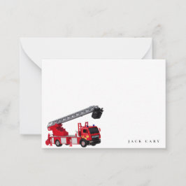 Rode brandweerauto verjaardagsfeestje notitiekaartje