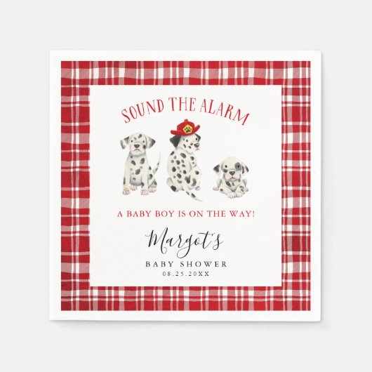 Rode Brandweerman Puppy Baby shower Servet (Voorkant)