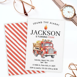 Rode brandweerwagen brandweerman jongen verjaardag kaart