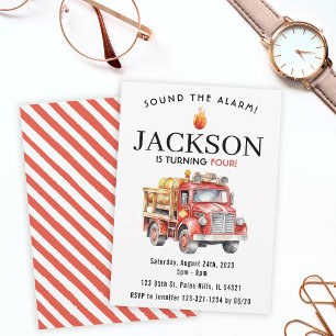 Rode brandweerwagen brandweerman jongen verjaardag kaart