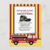 Rode brandweerwagen brandweerman kind 6de verjaard briefkaart (Voorkant)