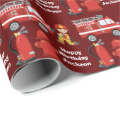 Rode Brandweerwagen Douane Kinder Brandbestrijding Cadeaupapier (Rol Hoek)