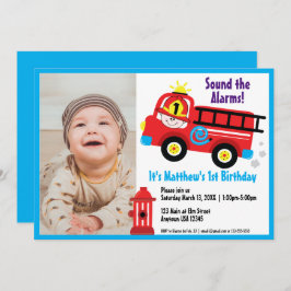 Rode Brandweerwagen Gelukkige Brandweerman Leuke C Kaart