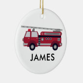 Rode Brandweerwagen Gepersonaliseerde Kerstmisorna Keramisch Ornament (Rechts)