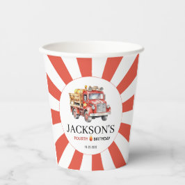 Rode brandweerwagen jongen verjaardagsfeestje papi papieren bekers