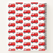 Rode brandweerwagen kinderen monogram naam school notitieboek (Achterkant)
