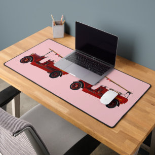 Rode  brandweerwagen met overheadladder, bureaumat