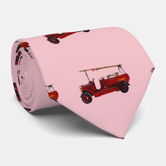 Rode  brandweerwagen met overheadladder, stropdas (Opgerold)