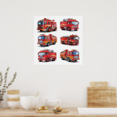 Rode brandweerwagen poster (Keuken)