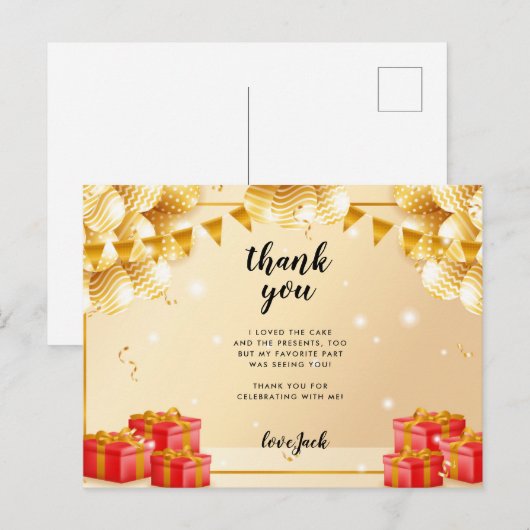 Rode brandweerwagen verjaardagsfeestje briefkaart (Voorkant / Achterkant)