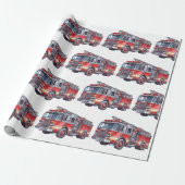 Rode brandweerwagen's cadeaupapier (Uitgerold)