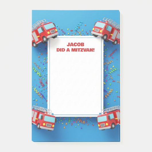Rode brandweerwagens Persoonlijke Mitzvah Post-it® Notes (Voorkant)