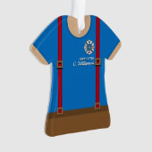 Rode bretels gepersonaliseerde brandweerman ornament (voorkant)
