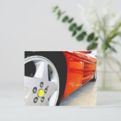 Rode briefkaart voor sportauto's (Staand voorkant)