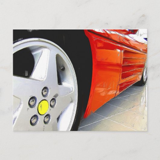 Rode briefkaart voor sportauto's (Voorkant)