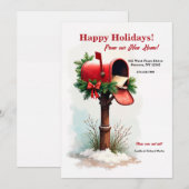 Rode brievenbus verhuisbericht kerstkaart (Voorkant / Achterkant)