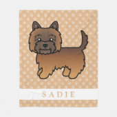 Rode Brindle Cairn Terrier Hond & Aangepaste Naam Fleece Deken (Voorkant)