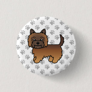 Rode Brindle Cairn Terrier Hond Illustratie Pootaf Ronde Button 3,2 Cm