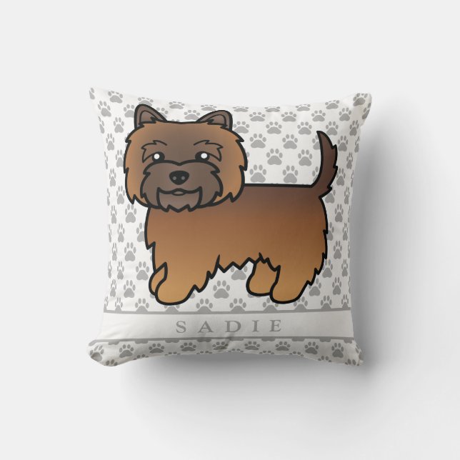 Rode Brindle Cairn Terrier Honden Illustratie & Na Kussen (Voorkant)
