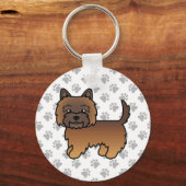 Rode Brindle Cairn Terrier Honden Tekening & Poota Sleutelhanger (Voorkant)