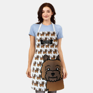 Rode Brindle Cairn Terrier Schattige Cartoonhond & Schort