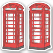 Rode Britse telefooncel cabines Sticker (Voorkant)
