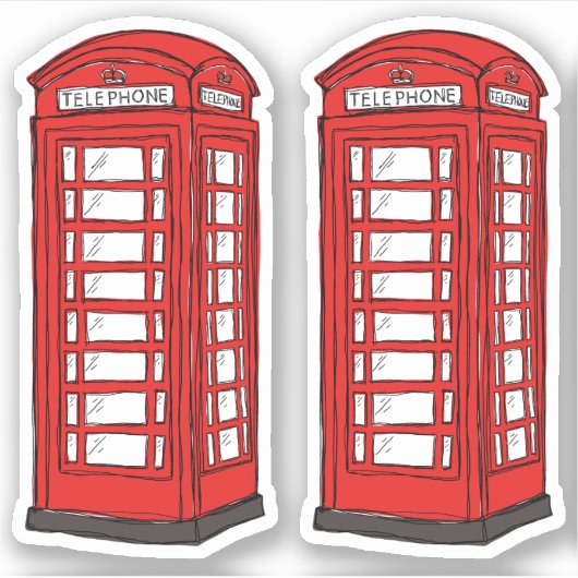 Rode Britse telefooncel cabines Sticker (Voorkant)