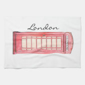 Rode Britse telefooncel - keukenhanddoek (Horizontaal)