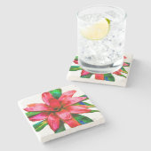 Rode Bromeliad Onderzetter Marmer (Zijkant)