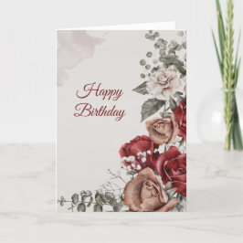 rode Bronze witte rozen Floral van zaterdag Kaart