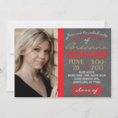 Rode & Bronzen Gouden Schoolbord Afstudeeruitnodig Kaart (Voorkant)